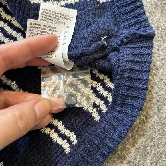 American Eagle Sweater Polo Shirt Mens Medium Blue Crochet Button Through - Picture 9 of 11